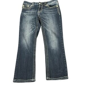 Miss Me Jeans Women's Size 28 Boyfriend Capri Stretch Blue Denim Cotton Blend